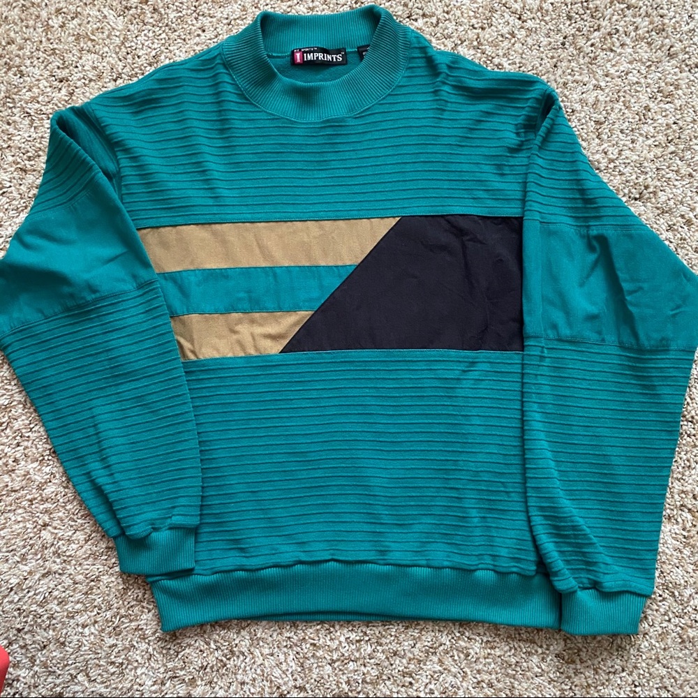 Teal Vintage Mock-Neck Pullover